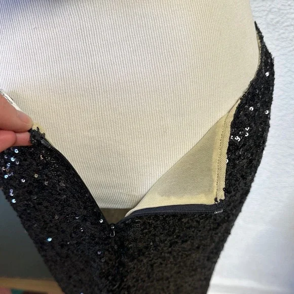 Lovers + Friends Black Sequin Cutout Midi Dress Sleeveless Bodycon Glam L NWT - Picture 7 of 10